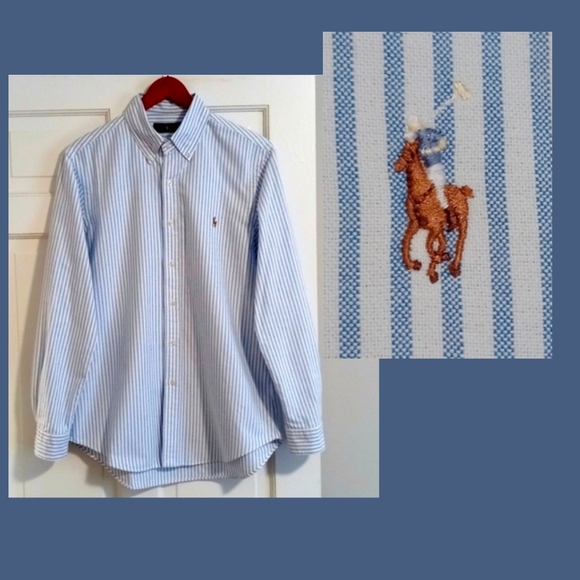 Ralph Lauren Other - 🐎Ralph Lauren🐎 - Men's Blue/White Stripe L/S Oxford Button Down